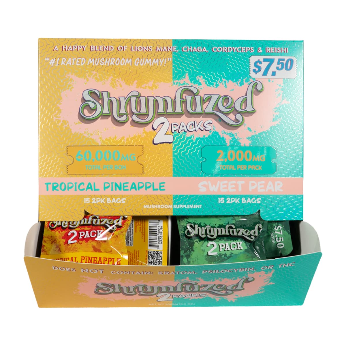 Shrumfuzed 2pk Gummies 1000mg  - Sweet Pear & Tropical Pineapple (30ct Display)
