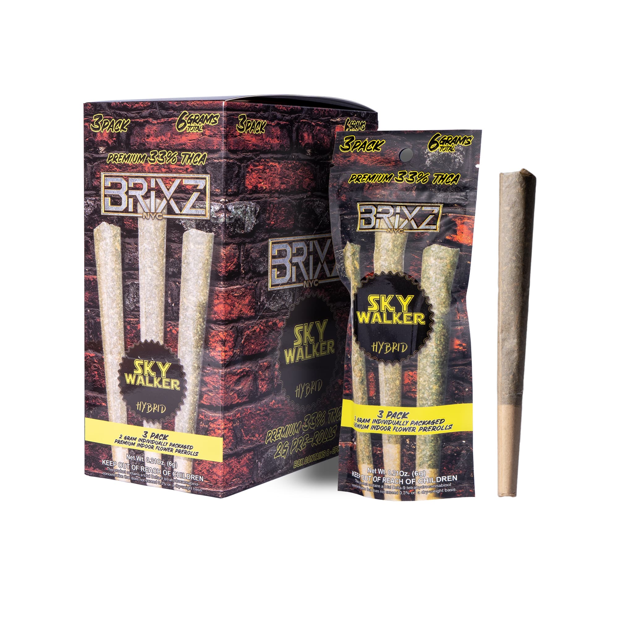 Brixz Preroll 3pk 2g - Skywalker THCA (8ct Display)