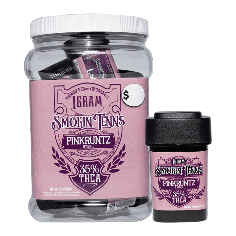 1g 15ct Smokin Tenns Flower Dispenser - Pink Runtz THCA