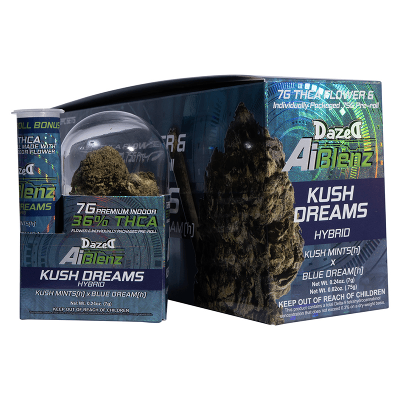 7g Flower with .75g Preroll Pack - Kush Dreams AI Blenz THCA (5ct Display)