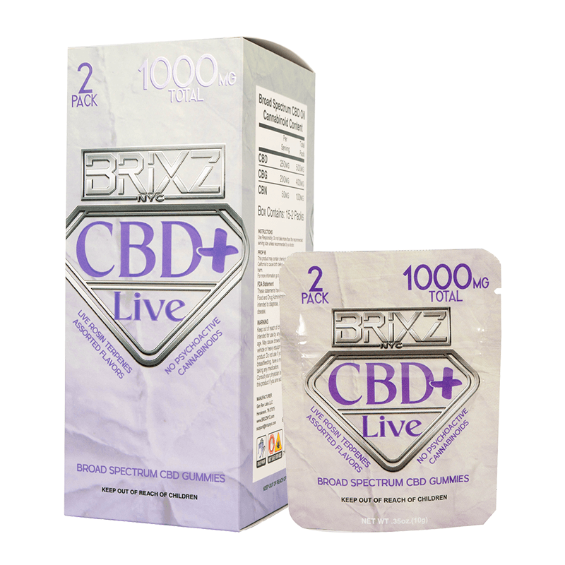 Brixz Gummy 500mg - 2 Pack Live Collection CBD+ (15ct Shipper)