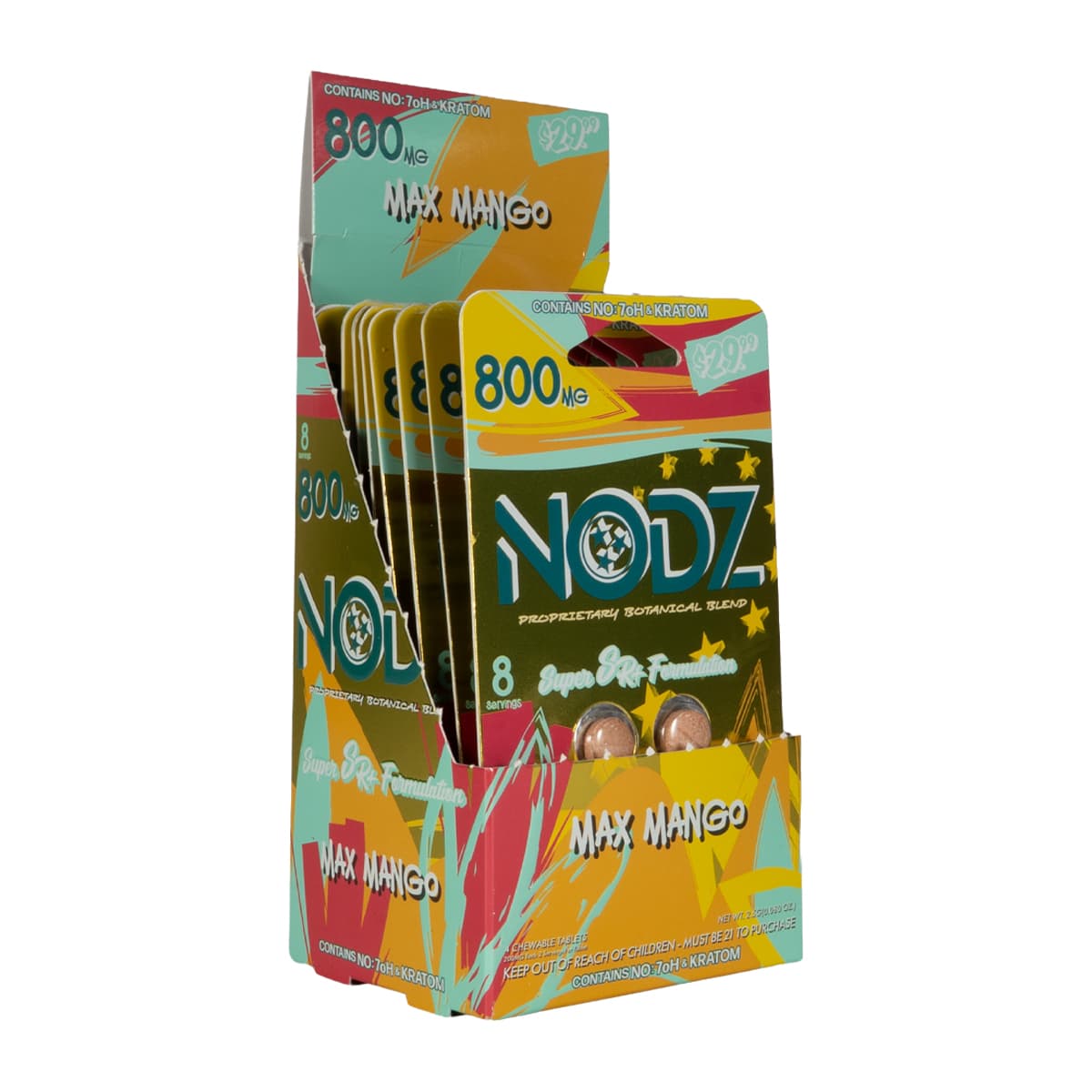 NODZ 800mg Botanical Blend 4pk Tablets - Max Mango (10ct Display)
