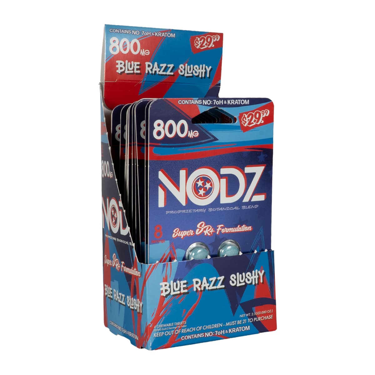 NODZ 800mg Botanical Blend 4pk Tablets - Blue Razz Slushy (10ct Display)