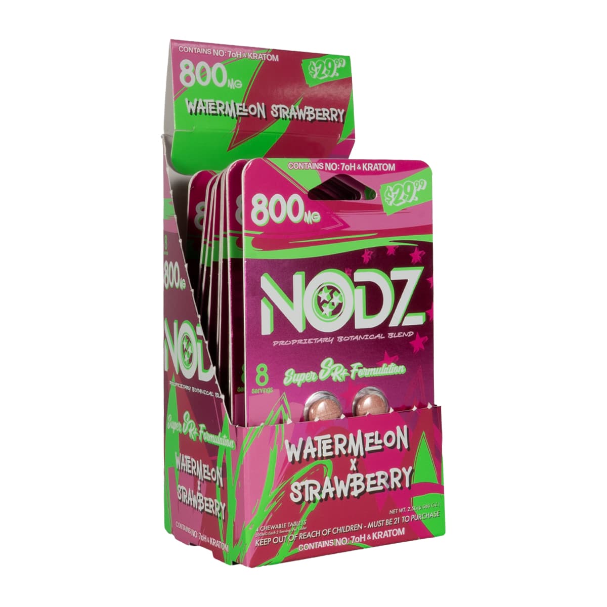 NODZ 800mg Botanical Blend 4pk Tablets - Watermelon Strawberry (10ct Display)