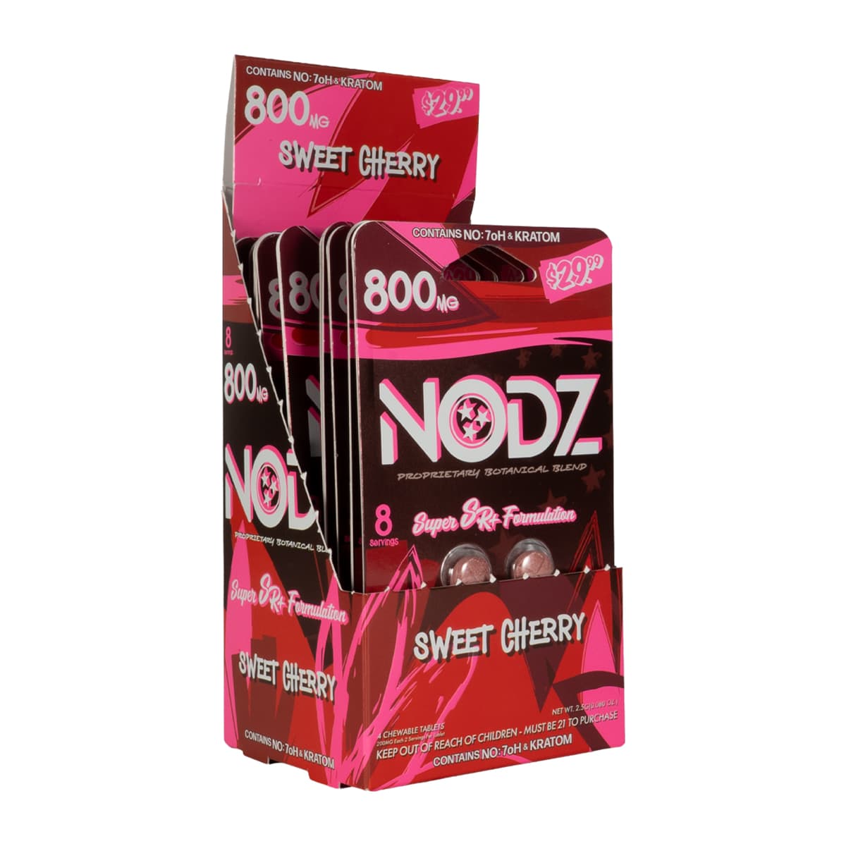 NODZ 800mg Botanical Blend 4pk Tablets - Sweet Cherry (10ct Display)