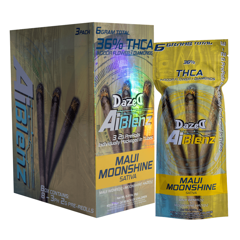 Preroll 3pk 2g - Maui Moonshine AI Blenz THCA (8ct Display)