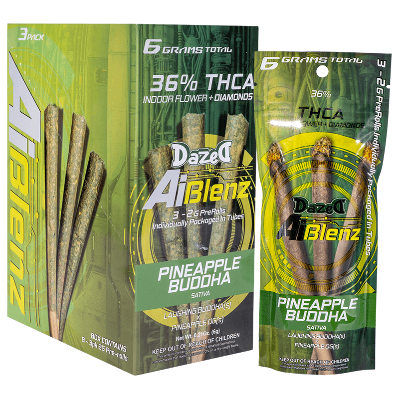 Preroll 3pk 2g - Pineapple Buddah AI Blenz THCA (8ct Display)