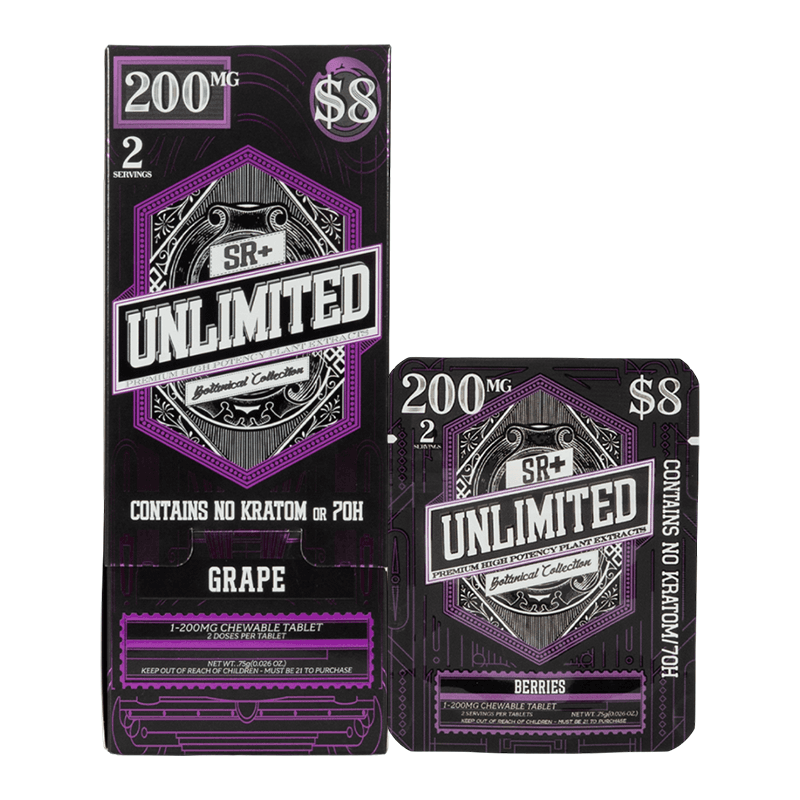 Unlimited 200mg Botanical Collection 1pk Tablets - Grape (30ct Display)