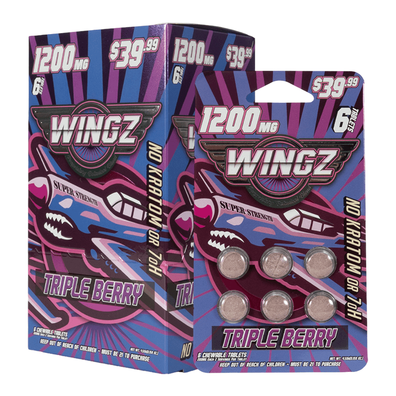 Wingz 1200mg Super Strength Botanical Blend 6pk Tablets - Triple Berry (10ct Display)
